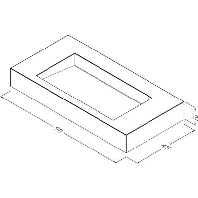 Cristalstone Linea Ideal umywalka 90x45 cm ścienna prostokątna biały U900-MCOLC/BO