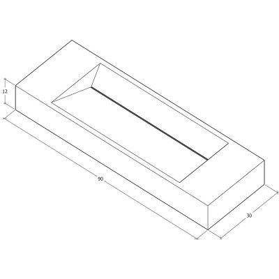 Cristalstone Linea Diago umywalka 90x30 cm prostokątna nablatowa-z blatem biała U900-MCOLCW