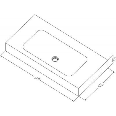 Cristalstone Linea Simpla umywalka 90x45 cm prostokątna ścienna-z blatem biała U900-MCOT/BO