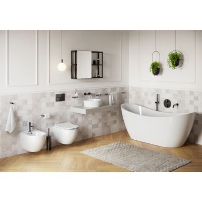 Cersanit Zen mydelniczka ścienna czarna-gun metal S951-896