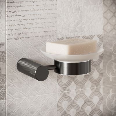 Cersanit Zen mydelniczka ścienna czarna-gun metal S951-896