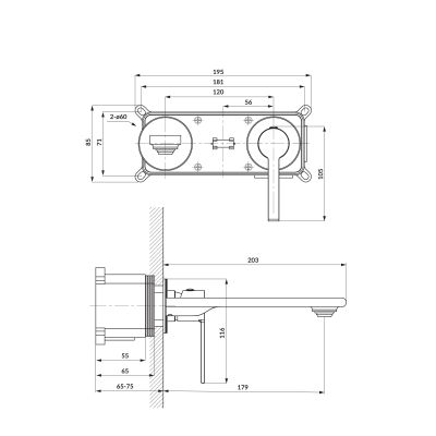 Cersanit Virgo bateria umywalkowa podtynkowa czarna S522-111