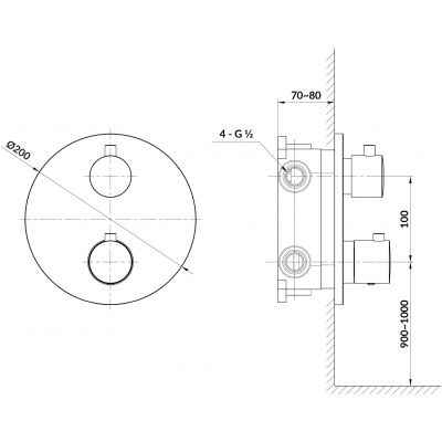 Cersanit Zen zestaw wannowo-prysznicowy podtynkowy termostatyczny chrom S952-034