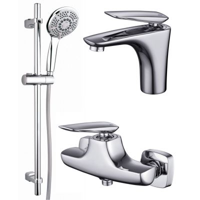 Cersanit Mayo zestaw baterii 3w1 bateria umywalkowa i prysznicowa z zestawem natryskowym Senti chrom S952-022