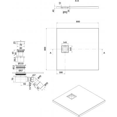 Cersanit Tako Slim brodzik 80x80 cm kwadratowy biały mat S932-157