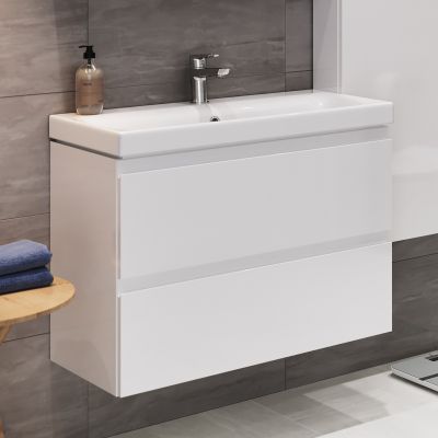 Cersanit Moduo umywalka z szafką 80 cm zestaw meblowy Slim biały S801-225-DSM
