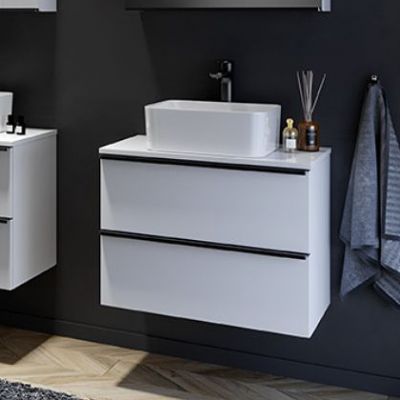 Cersanit Virgo szafka 80 cm podumywalkowa wisząca z blatem szary/dąb S522-030