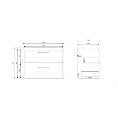 Cersanit Milagros szafka 79,4x44,6x55,1 cm podumywalkowa wisząca czarna S1017-003