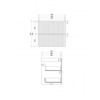 Cersanit Tirso szafka 59,4x44,7x57,2 cm podumywalkowa wisząca czarna S1017-010