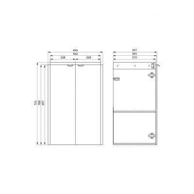 Cersanit Ovida szafka 49,4x40x70 cm podumywalkowa wisząca biała S1058-001