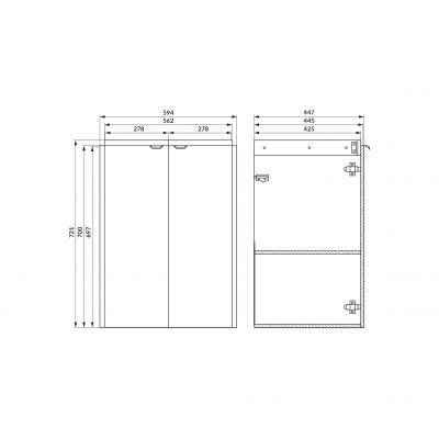 Cersanit Ovida szafka 59,4x45x70 cm podumywalkowa wisząca biała S1058-002