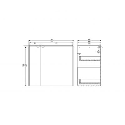 Cersanit Ovida szafka 79,4x45x70 cm podumywalkowa wisząca biała S1058-003