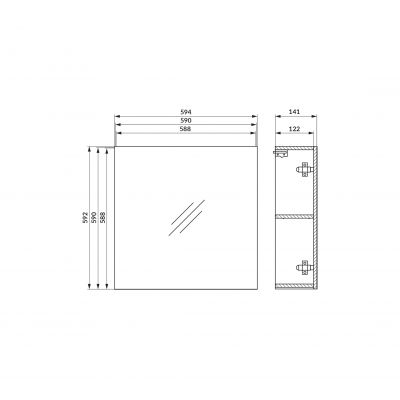 Cersanit Ovida szafka 59,4x14,1x59,2 cm z lustrem biała S1058-007