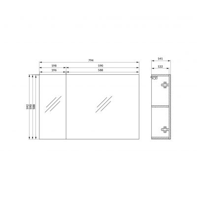 Cersanit Ovida szafka 79,4x14,1x59,2 cm z lustrem biała S1058-008