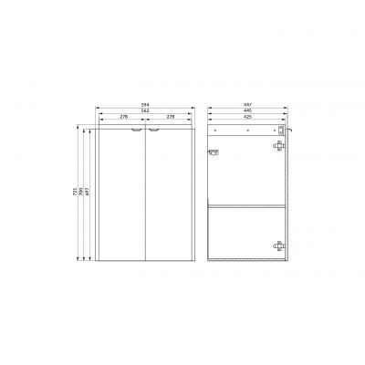 Cersanit Ovida szafka 59,4x45x70 cm podumywalkowa wisząca dąb S1058-010