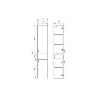 Cersanit Ovida szafka 30x30x150 cm boczna wisząca dąb S1058-012