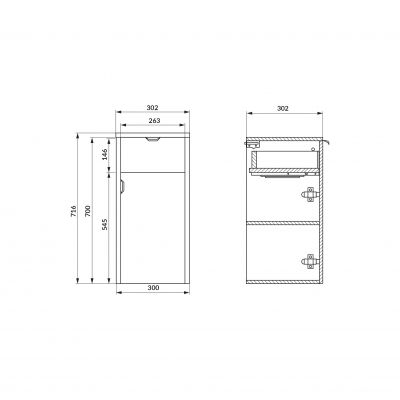 Cersanit Ovida szafka 30x30x72 cm boczna wisząca dąb S1058-013