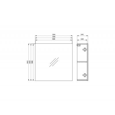 Cersanit Ovida szafka 59,4x14,1x59,2 cm z lustrem dąb S1058-015