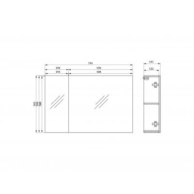 Cersanit Ovida szafka 79,4x14,1x59,2 cm z lustrem dąb S1058-016