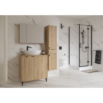 Cersanit Ovida szafka 79,4x14,1x59,2 cm z lustrem dąb S1058-016