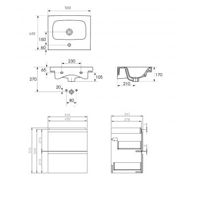 Cersanit Moduo umywalka z szafką 50 cm kaszmir S4013-007