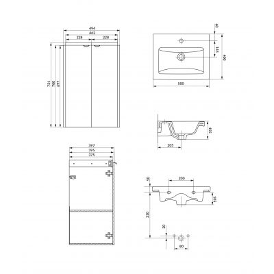 Cersanit Ovida umywalka z szafką 50 cm białą S4047-001