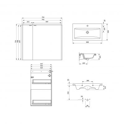 Cersanit Ovida umywalka z szafką 80 cm białą S4047-003