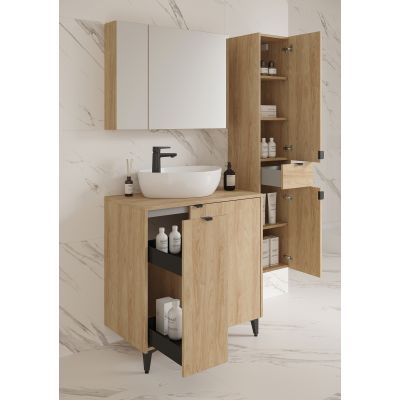 Cersanit Ovida umywalka z szafką 80 cm dąb S4047-006