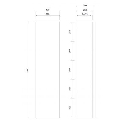 Cersanit Virgo szafka boczna 160 cm wysoka wisząca biały S522-032