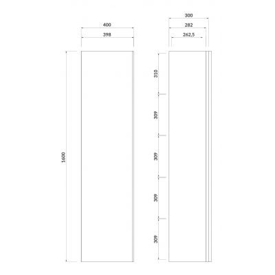 Cersanit Virgo szafka boczna 160 cm wysoka wisząca szary/dąb S522-034
