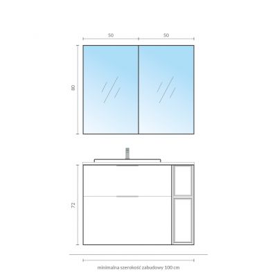 Cersanit City szafka 49,4x14,1x80 cm z lustrem biała S584-023-DSM