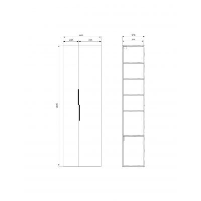 Cersanit City szafka 60x36x180 cm boczna wysoka wisząca dąb S584-117