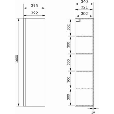 Cersanit Moduo szafka boczna 160 cm wysoka wisząca antracyt S590-070-DSM