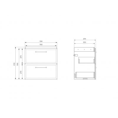 Cersanit Milagros szafka 59,4x37,4x55,1 cm podumywalkowa wisząca czarny mat S590-100