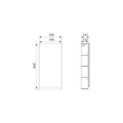 Cersanit Moduo szafka 40x80 cm boczna wisząca dąb hikora S590-128