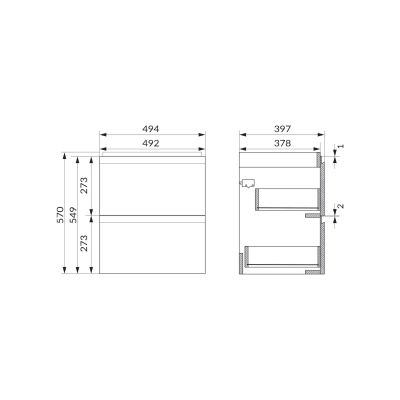 Cersanit Moduo szafka 50x40 cm podumywalkowa wisząca dąb hikora S590-136