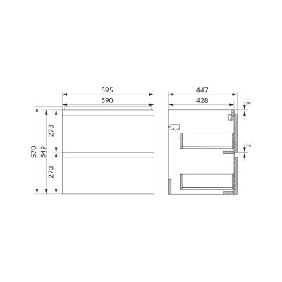 Cersanit Moduo szafka 60x45 cm podumywalkowa wisząca dąb hikora S590-137