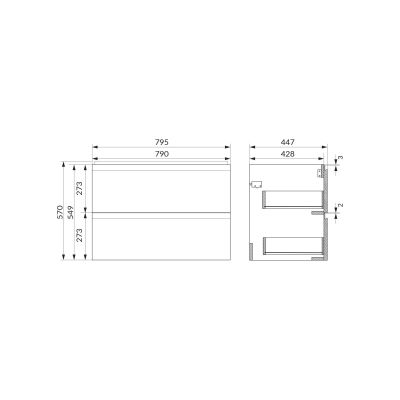 Cersanit Moduo szafka 80x45 cm podumywalkowa wisząca dąb hikora S590-138
