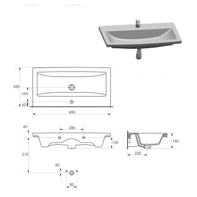 Cersanit Rustic Como umywalka z szafką 90 cm zestaw meblowy biały S801-140-DSM