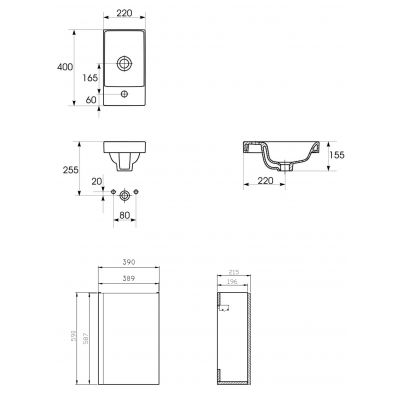 Cersanit Moduo umywalka z szafką 40 cm zestaw meblowy EcoBox biały/szary S801-217-ECO