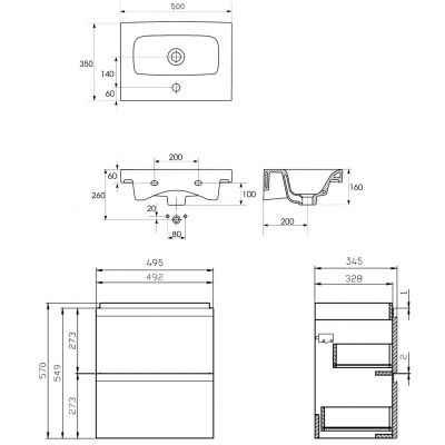 Cersanit Moduo umywalka z szafką 50 cm zestaw meblowy Slim EcoBox biały S801-229-ECO