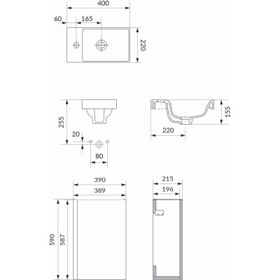 Cersanit Moduo SET B812 umywalka z szafką 40 cm wisząca antracyt S801-467-DSM