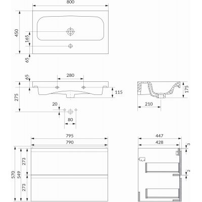 Cersanit Moduo SET B818 umywalka z szafką 80 cm wisząca antracyt S801-473-DSM