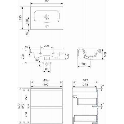 Cersanit Moduo SET B895 umywalka z szafką 50 cm wisząca antracyt S801-485-DSM