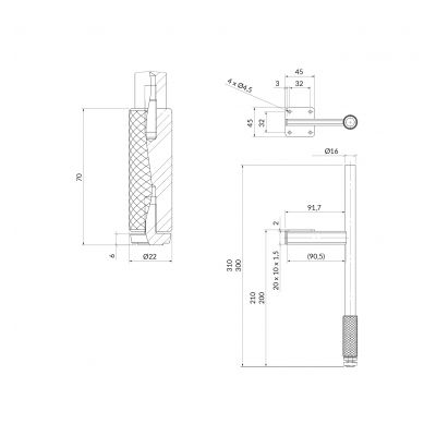 Cersanit Larga nóżki 2 szt czarne radełkowane S801-573