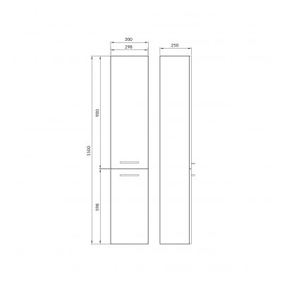 Cersanit Gala szafka 30x25x150 cm boczna wisząca biała S926-081-DSM