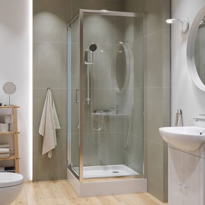 Cersanit Arteco SET B152 kabina prysznicowa 80 cm kwadratowa z brodzikiem Tako chrom/szkło przezroczyste S601-115