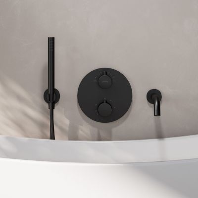 Cersanit Zen zestaw wannowo-prysznicowy podtynkowy termostatyczny czarny mat S952-041