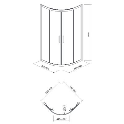 Cersanit Arteco kabina prysznicowa 80 cm półokrągła chrom/szkło przezroczyste S157-001