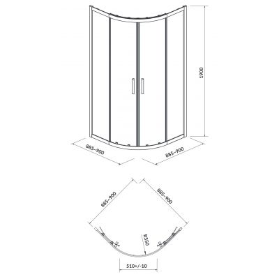 Cersanit Arteco kabina prysznicowa 90 cm półokrągła chrom/szkło przezroczyste S157-002
